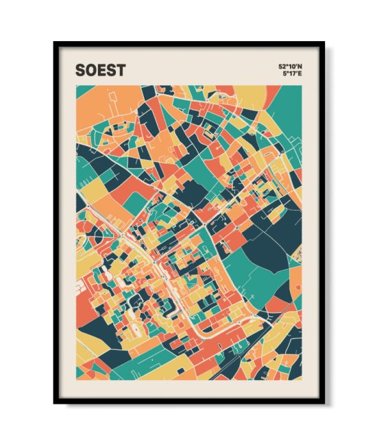 Plattegrond poster Licht Soest mozaiek stl 01 mockup lijst 05 | Funky Fellow