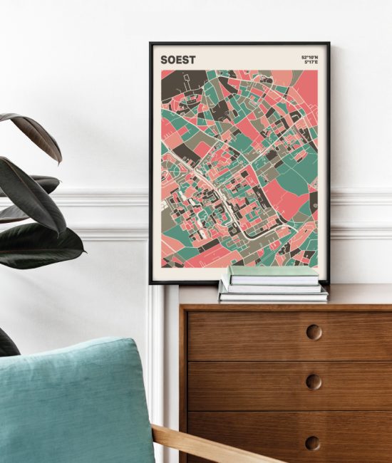 Plattegrond poster Licht Soest mozaiek stl 02 Mockup stoel kast lijst 03 | Funky Fellow