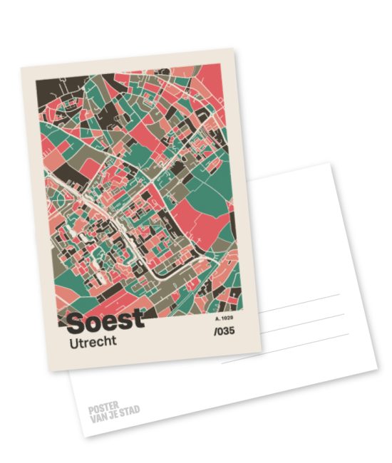 Plattegrond poster Licht Soest mozaiek stl 02 mockup A6 schaduw voor en achter | Funky Fellow