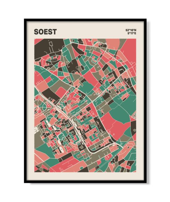 Plattegrond poster Licht Soest mozaiek stl 02 mockup lijst 05 | Funky Fellow
