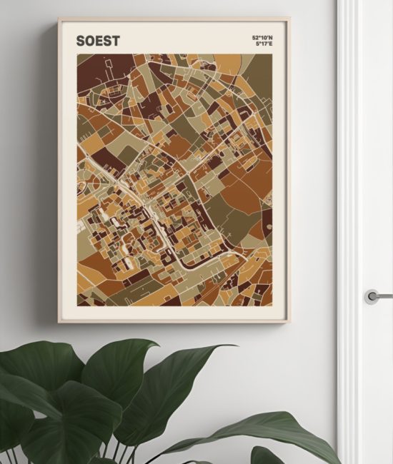 Plattegrond poster Licht Soest mozaiek stl 03 Mockup muur plant lijst 04 | Funky Fellow