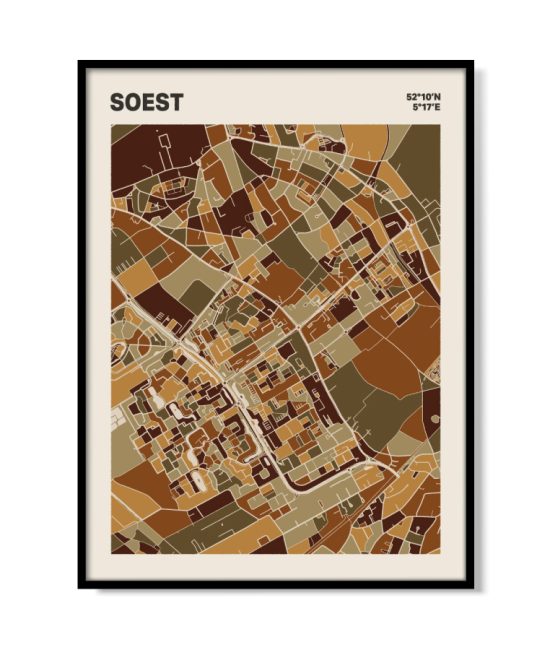 Plattegrond poster Licht Soest mozaiek stl 03 mockup lijst 05 | Funky Fellow
