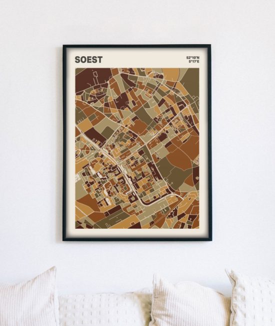 Plattegrond poster Licht Soest mozaiek stl 03 mockup lijst muur bank 02 | Funky Fellow