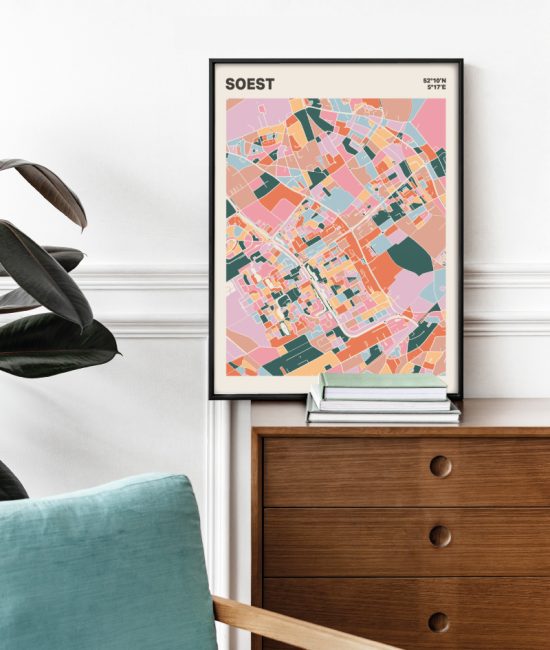 Plattegrond poster Licht Soest mozaiek stl 04 Mockup stoel kast lijst 03 | Funky Fellow
