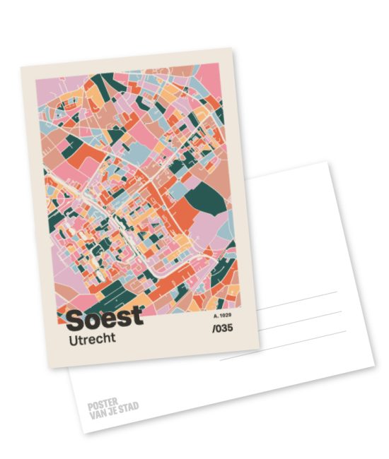 Plattegrond poster Licht Soest mozaiek stl 04 mockup A6 schaduw voor en achter | Funky Fellow