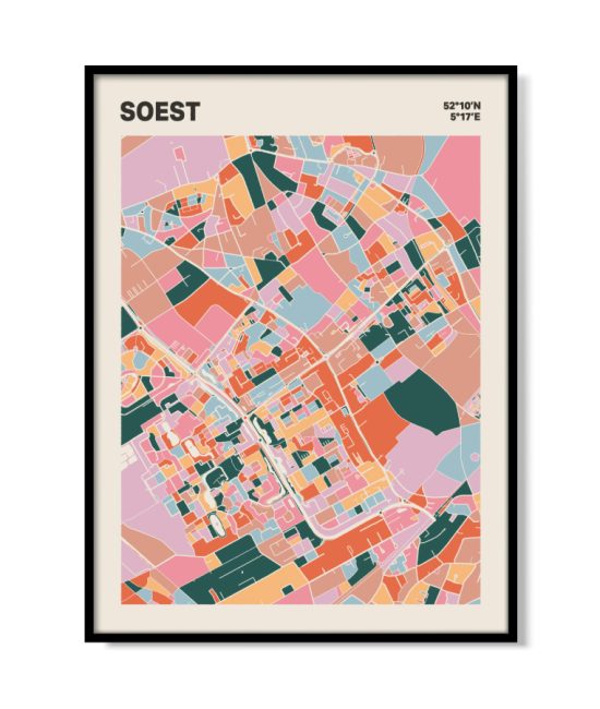 Plattegrond poster Licht Soest mozaiek stl 04 mockup lijst 05 | Funky Fellow