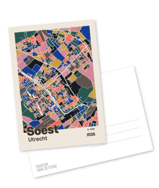 Plattegrond poster Licht Soest mozaiek stl 05 mockup A6 schaduw voor en achter | Funky Fellow