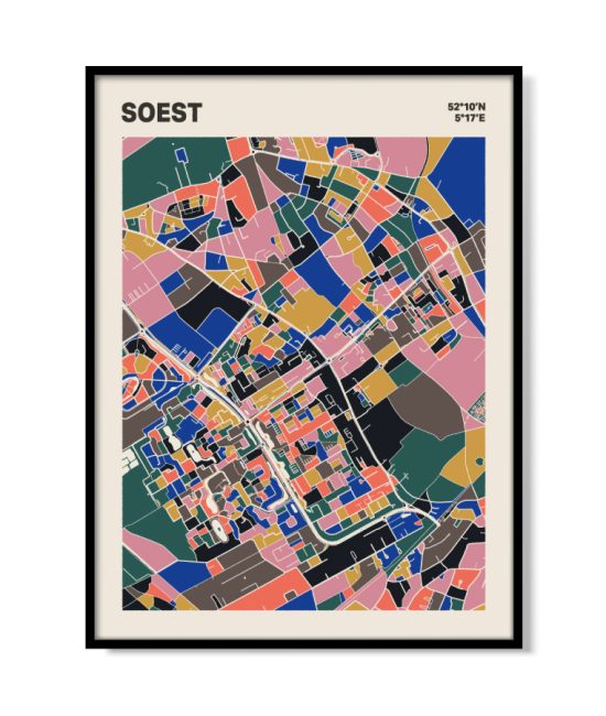 Plattegrond poster Licht Soest mozaiek stl 05 mockup lijst 05 | Funky Fellow