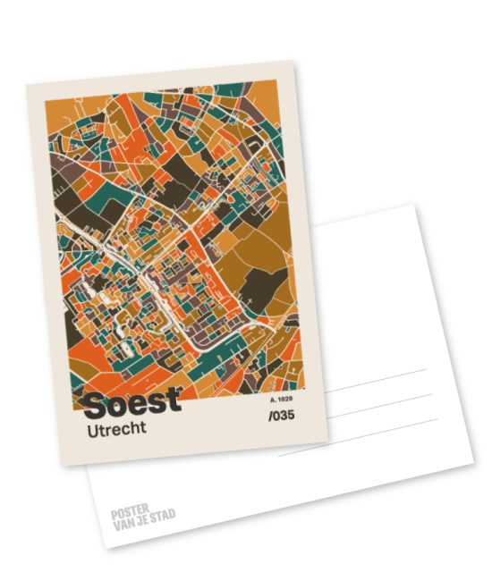 Plattegrond poster Licht Soest mozaiek stl 06 mockup A6 schaduw voor en achter | Funky Fellow
