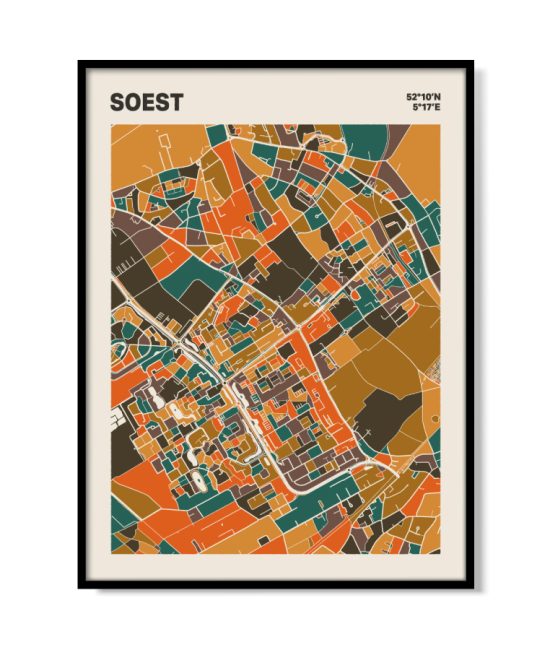 Plattegrond poster Licht Soest mozaiek stl 06 mockup lijst 05 | Funky Fellow
