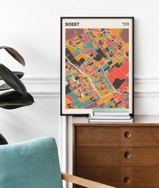 Plattegrond poster Licht Soest mozaiek stl 07 Mockup stoel kast lijst 03 | Funky Fellow