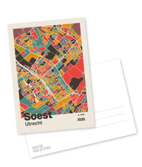 Plattegrond poster Licht Soest mozaiek stl 07 mockup A6 schaduw voor en achter | Funky Fellow