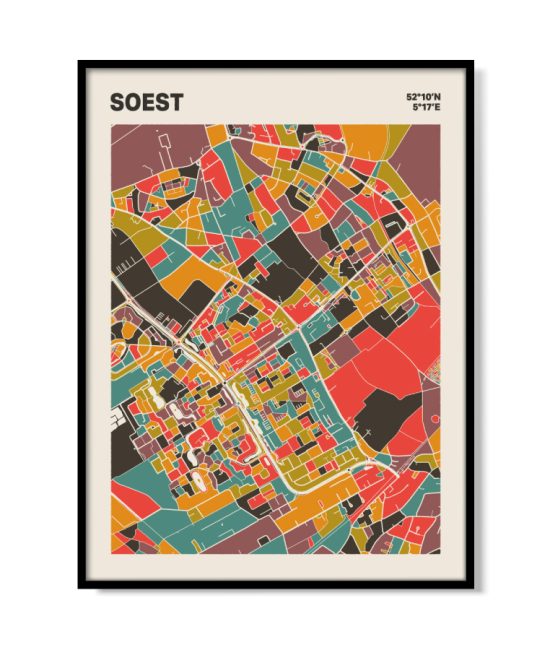 Plattegrond poster Licht Soest mozaiek stl 07 mockup lijst 05 | Funky Fellow