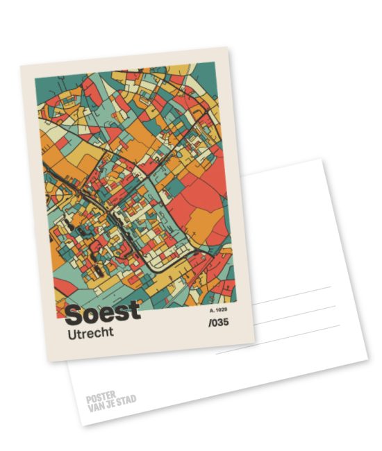 Plattegrond poster Licht Soest mozaiek stl 08 mockup A6 schaduw voor en achter | Funky Fellow