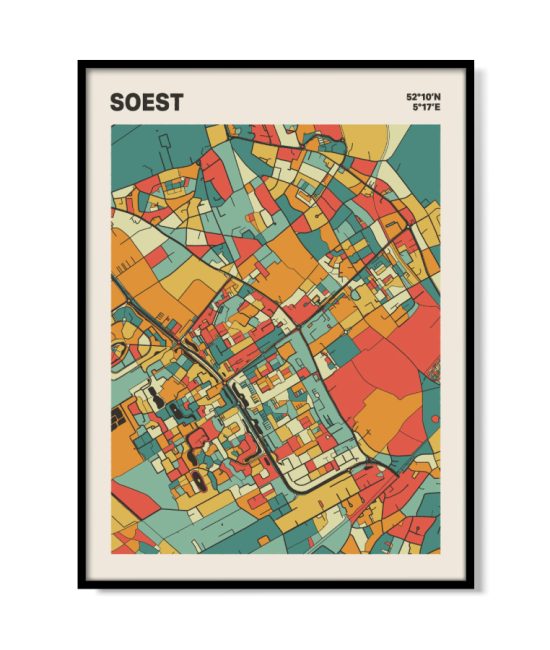 Plattegrond poster Licht Soest mozaiek stl 08 mockup lijst 05 | Funky Fellow