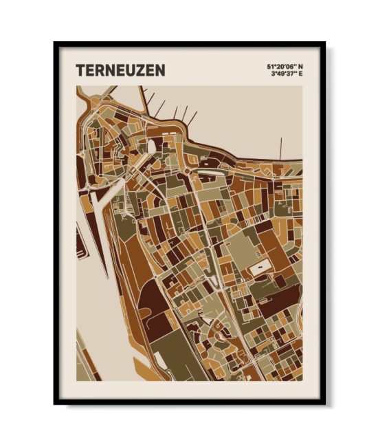 Plattegrond poster Licht Terneuzen mozaiek stl 03 mockup lijst 05 | Funky Fellow