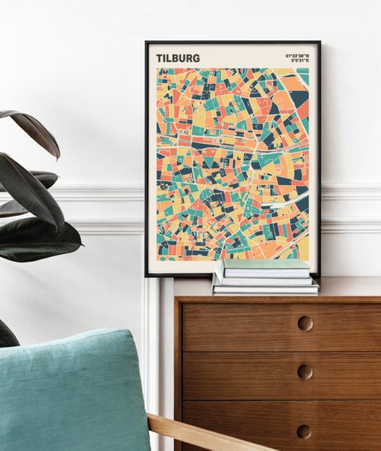 Plattegrond poster Licht Tilburg mozaiek stl 01 Mockup stoel kast lijst 03 | Funky Fellow
