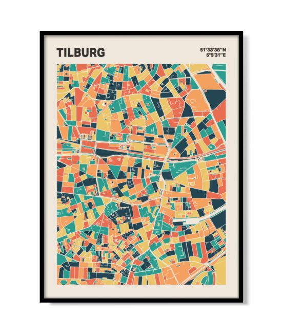 Plattegrond poster Licht Tilburg mozaiek stl 01 mockup lijst 05 | Funky Fellow