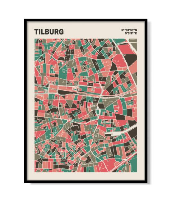 Plattegrond poster Licht Tilburg mozaiek stl 02 mockup lijst 05 | Funky Fellow
