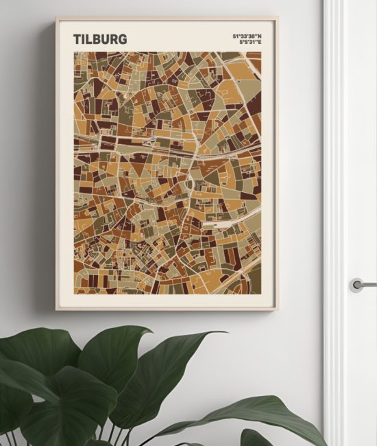 Plattegrond poster Licht Tilburg mozaiek stl 03 Mockup muur plant lijst 04 | Funky Fellow