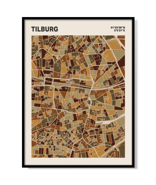 Plattegrond poster Licht Tilburg mozaiek stl 03 mockup lijst 05 | Funky Fellow