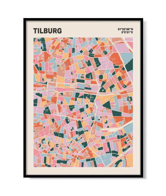 Plattegrond poster Licht Tilburg mozaiek stl 04 mockup lijst 05 | Funky Fellow