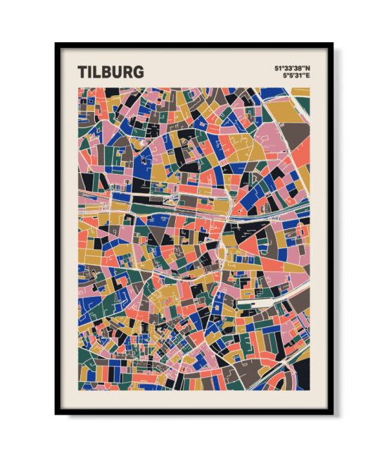 Plattegrond poster Licht Tilburg mozaiek stl 05 mockup lijst 05 | Funky Fellow