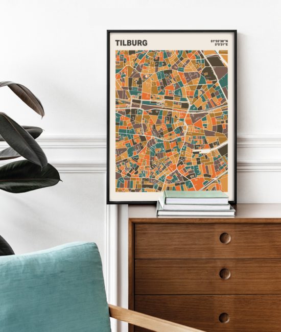 Plattegrond poster Licht Tilburg mozaiek stl 06 Mockup stoel kast lijst 03 | Funky Fellow