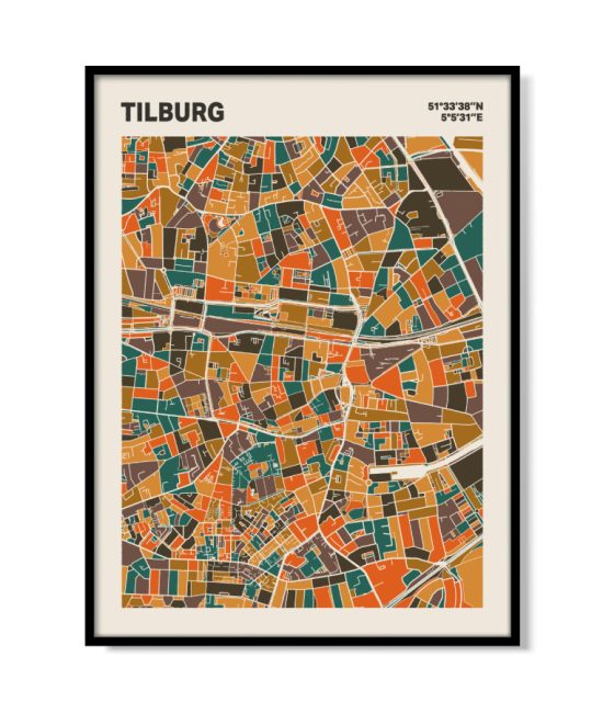 Plattegrond poster Licht Tilburg mozaiek stl 06 mockup lijst 05 | Funky Fellow