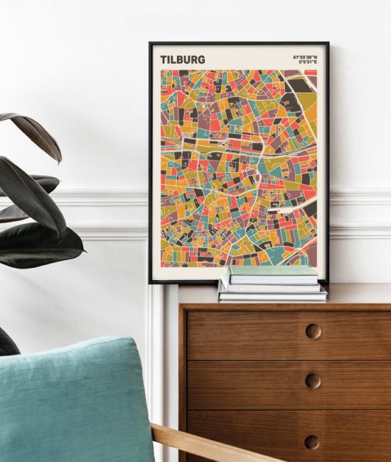 Plattegrond poster Licht Tilburg mozaiek stl 07 Mockup stoel kast lijst 03 | Funky Fellow