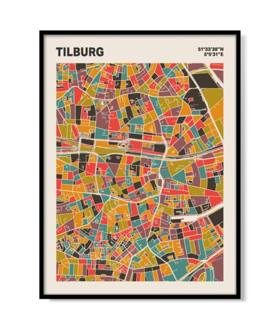Plattegrond poster Licht Tilburg mozaiek stl 07 mockup lijst 05 | Funky Fellow