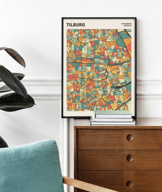 Plattegrond poster Licht Tilburg mozaiek stl 08 Mockup stoel kast lijst 03 | Funky Fellow