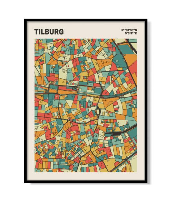 Plattegrond poster Licht Tilburg mozaiek stl 08 mockup lijst 05 | Funky Fellow