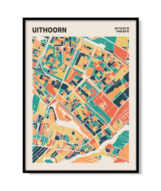 Plattegrond poster Licht Uithoorn mozaiek stl 01 mockup lijst 05 | Funky Fellow