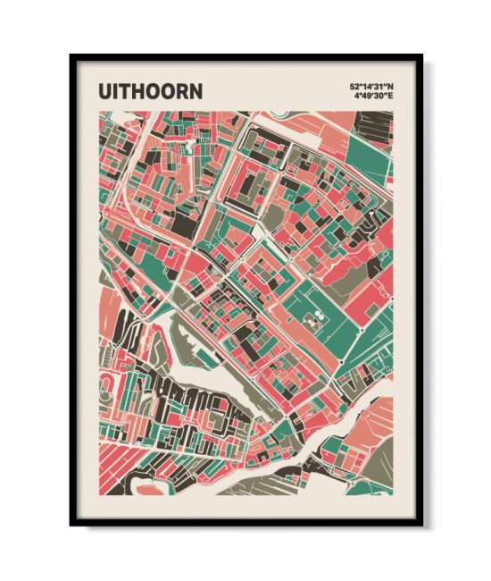 Plattegrond poster Licht Uithoorn mozaiek stl 02 mockup lijst 05 | Funky Fellow