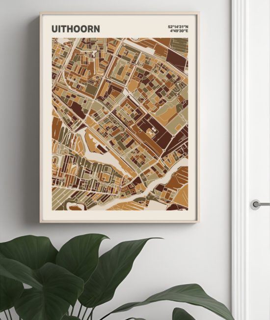 Plattegrond poster Licht Uithoorn mozaiek stl 03 Mockup muur plant lijst 04 | Funky Fellow