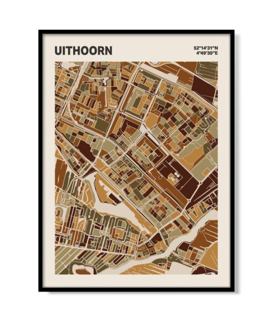 Plattegrond poster Licht Uithoorn mozaiek stl 03 mockup lijst 05 | Funky Fellow