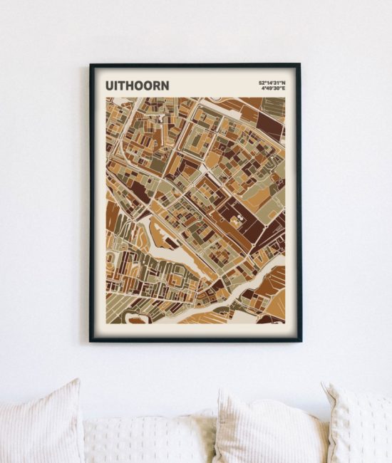 Plattegrond poster Licht Uithoorn mozaiek stl 03 mockup lijst muur bank 02 | Funky Fellow