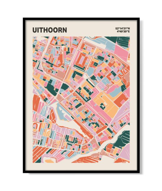 Plattegrond poster Licht Uithoorn mozaiek stl 04 mockup lijst 05 | Funky Fellow