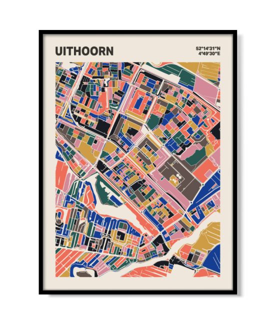Plattegrond poster Licht Uithoorn mozaiek stl 05 mockup lijst 05 | Funky Fellow