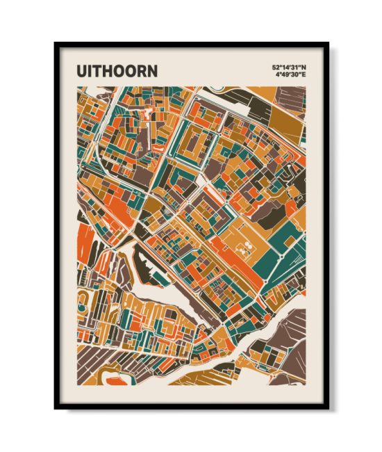 Plattegrond poster Licht Uithoorn mozaiek stl 06 mockup lijst 05 | Funky Fellow