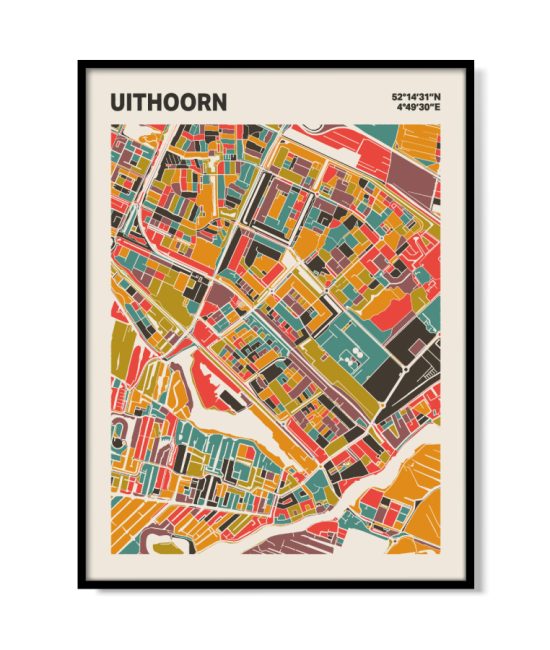 Plattegrond poster Licht Uithoorn mozaiek stl 07 mockup lijst 05 | Funky Fellow