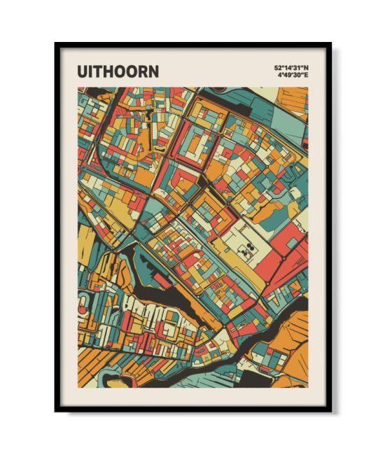 Plattegrond poster Licht Uithoorn mozaiek stl 08 mockup lijst 05 | Funky Fellow