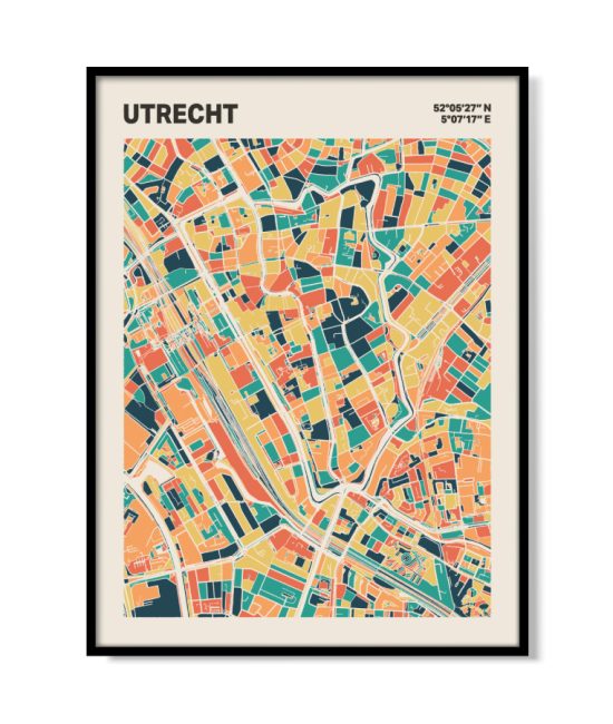 Plattegrond poster Licht Utrecht mozaiek stl 01 mockup lijst 05 | Funky Fellow