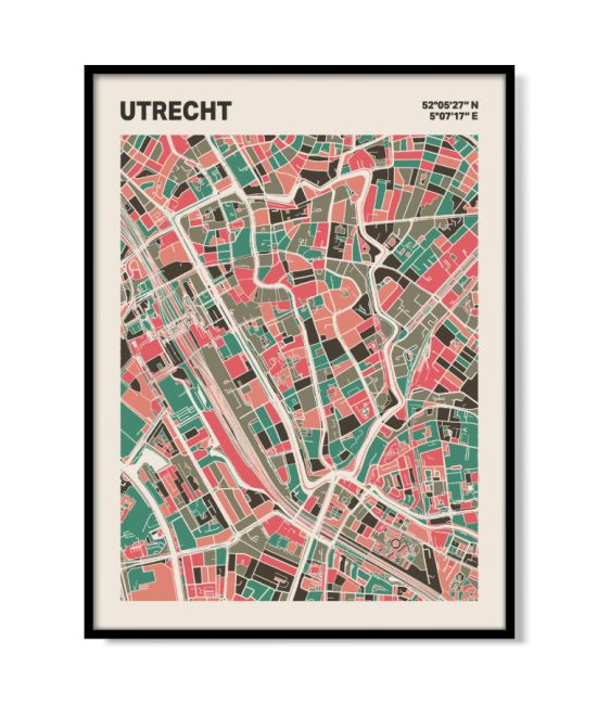 Plattegrond poster Licht Utrecht mozaiek stl 02 mockup lijst 05 | Funky Fellow