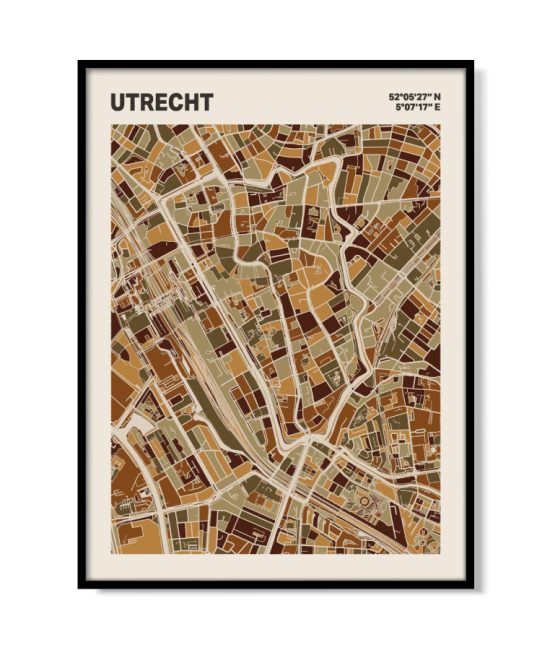 Plattegrond poster Licht Utrecht mozaiek stl 03 mockup lijst 05 | Funky Fellow