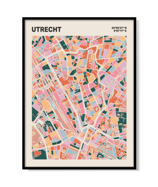 Plattegrond poster Licht Utrecht mozaiek stl 04 mockup lijst 05 | Funky Fellow
