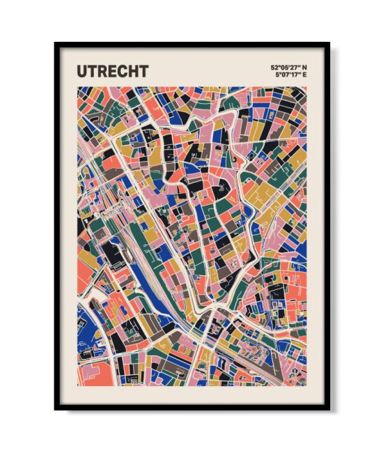 Plattegrond poster Licht Utrecht mozaiek stl 05 mockup lijst 05 | Funky Fellow