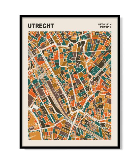 Plattegrond poster Licht Utrecht mozaiek stl 06 mockup lijst 05 | Funky Fellow