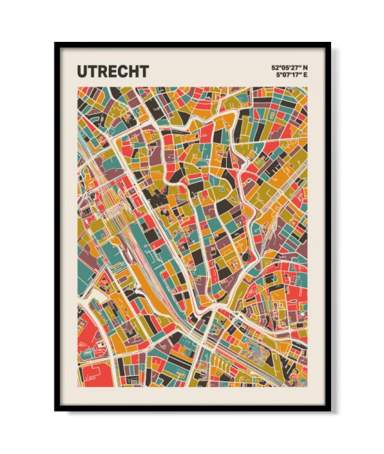 Plattegrond poster Licht Utrecht mozaiek stl 07 mockup lijst 05 | Funky Fellow